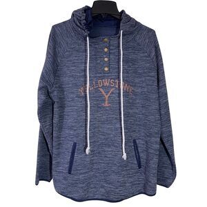 Yellowstone Hoodie Womens XL Blue Sweatshirt Kangaroo Pocket Drawstring Snaps